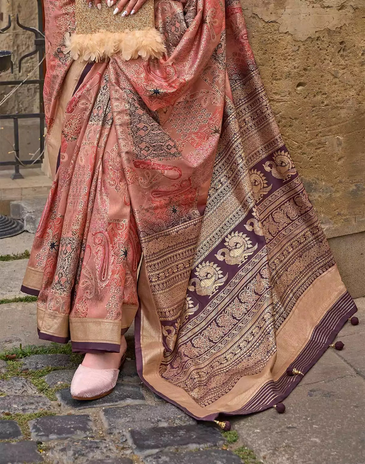 Image of Peach Soft Silk Saree