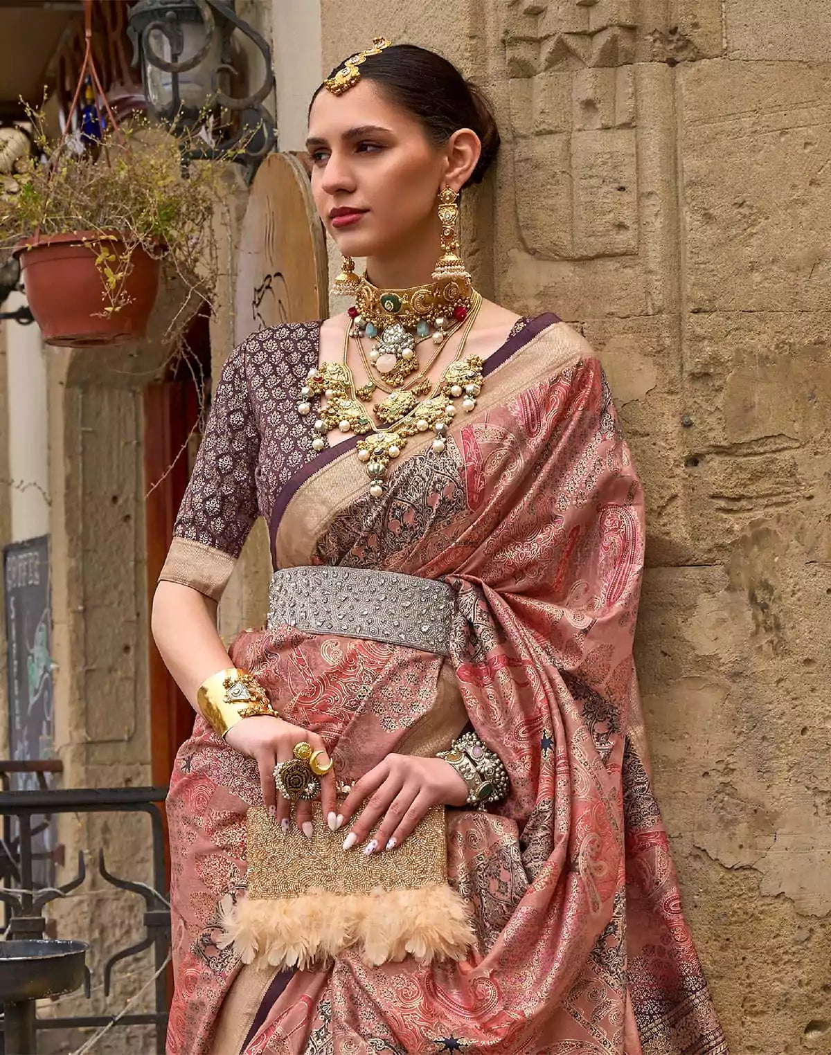 Image of Peach Soft Silk Saree