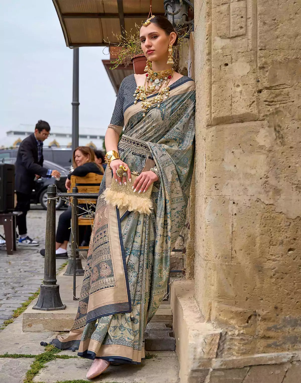 Image of Multi Color Woven Design Soft Silk Saree