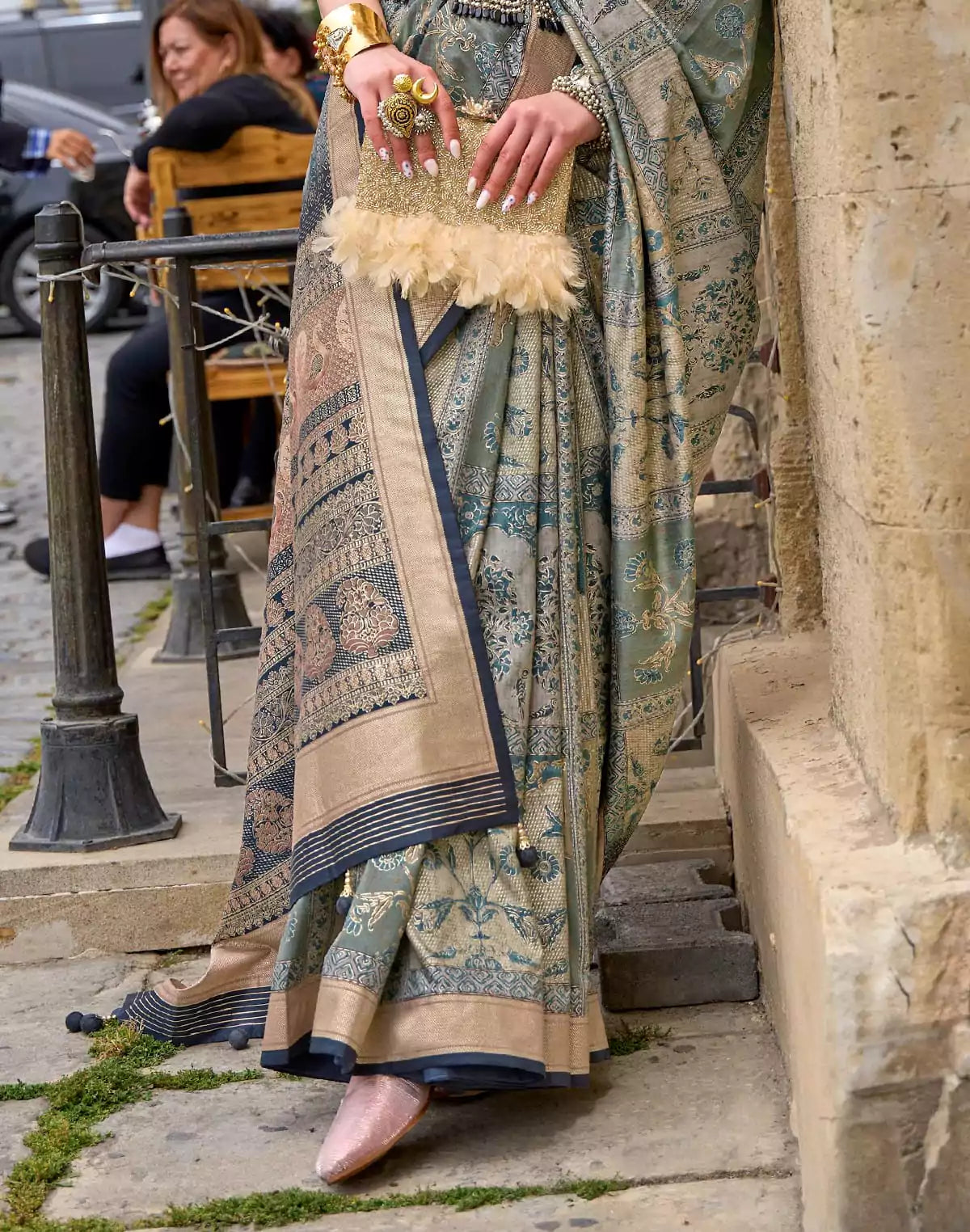 Image of Multi Color Woven Design Soft Silk Saree