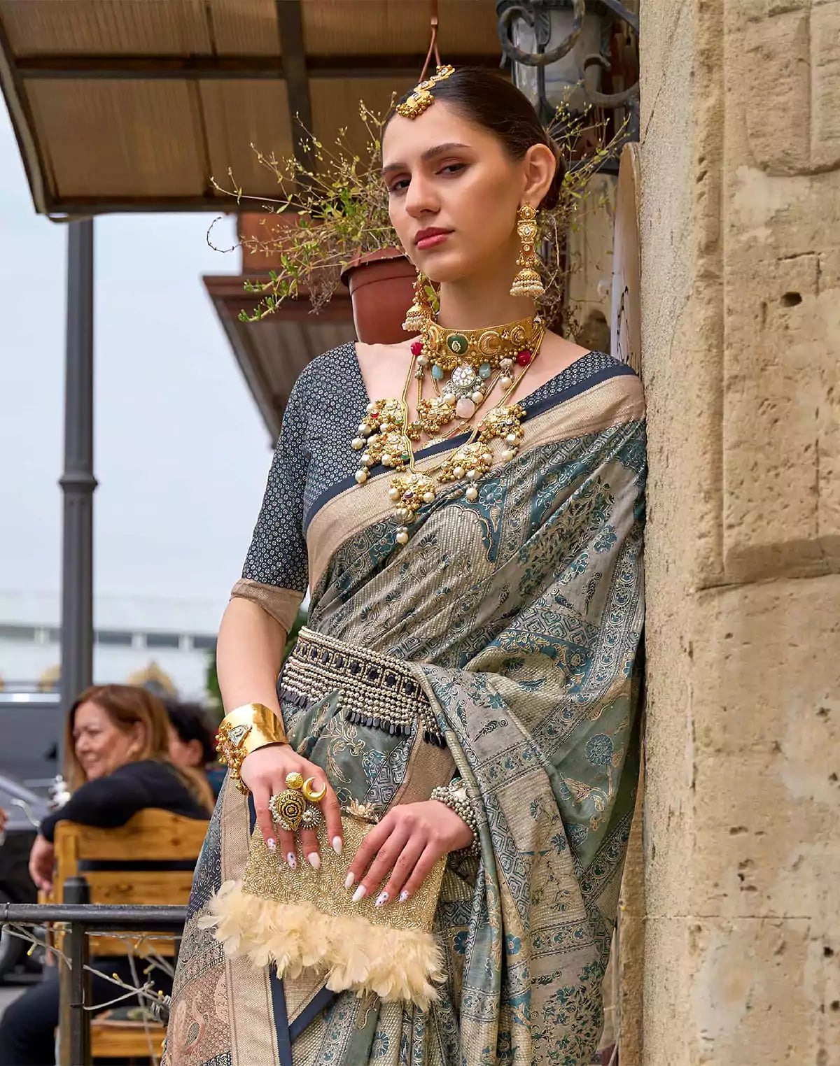 Image of Multi Color Woven Design Soft Silk Saree