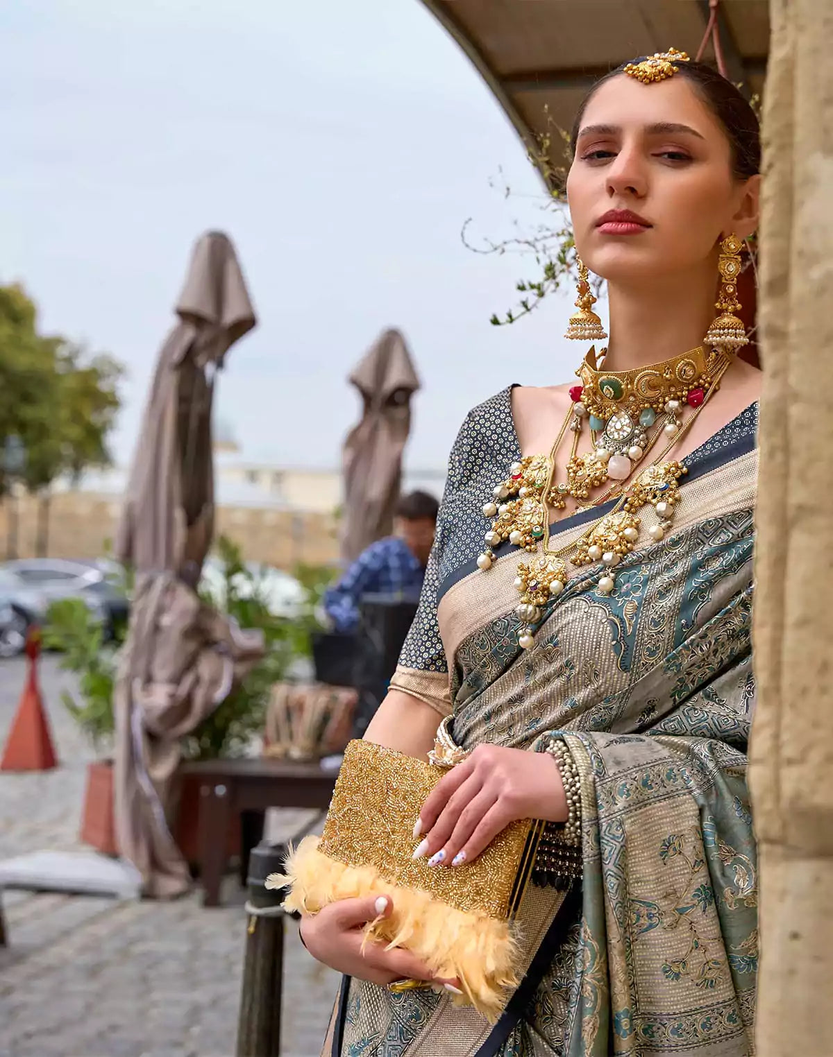 Image of Multi Color Woven Design Soft Silk Saree