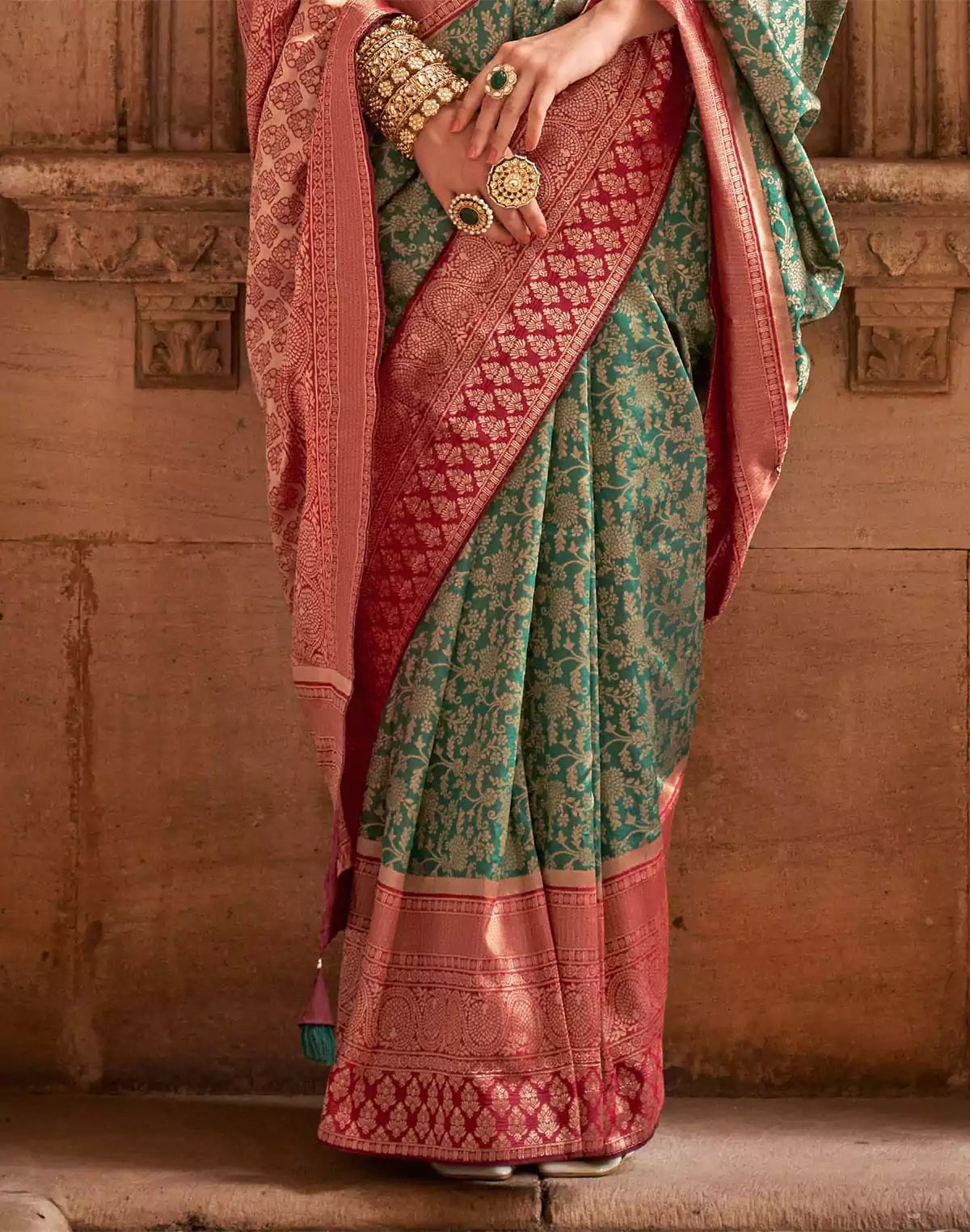 Image of Designer Green Banaras Silk Saree