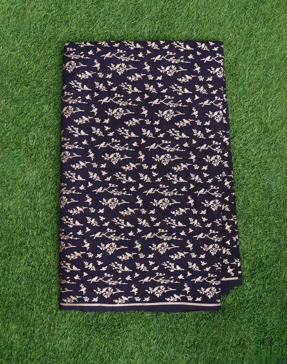 Image of Elegant Navy Blue Weave Fancy Saree