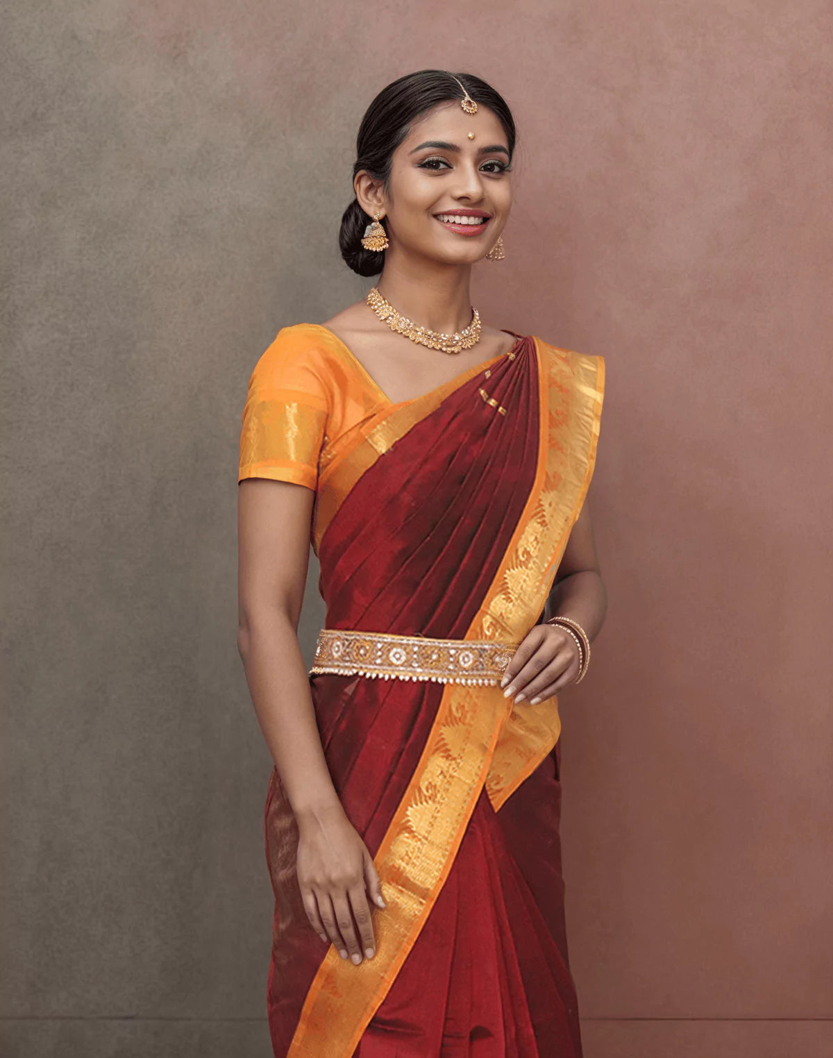 Image of Maroon Pure Venkatagiri Sico Cotton Saree