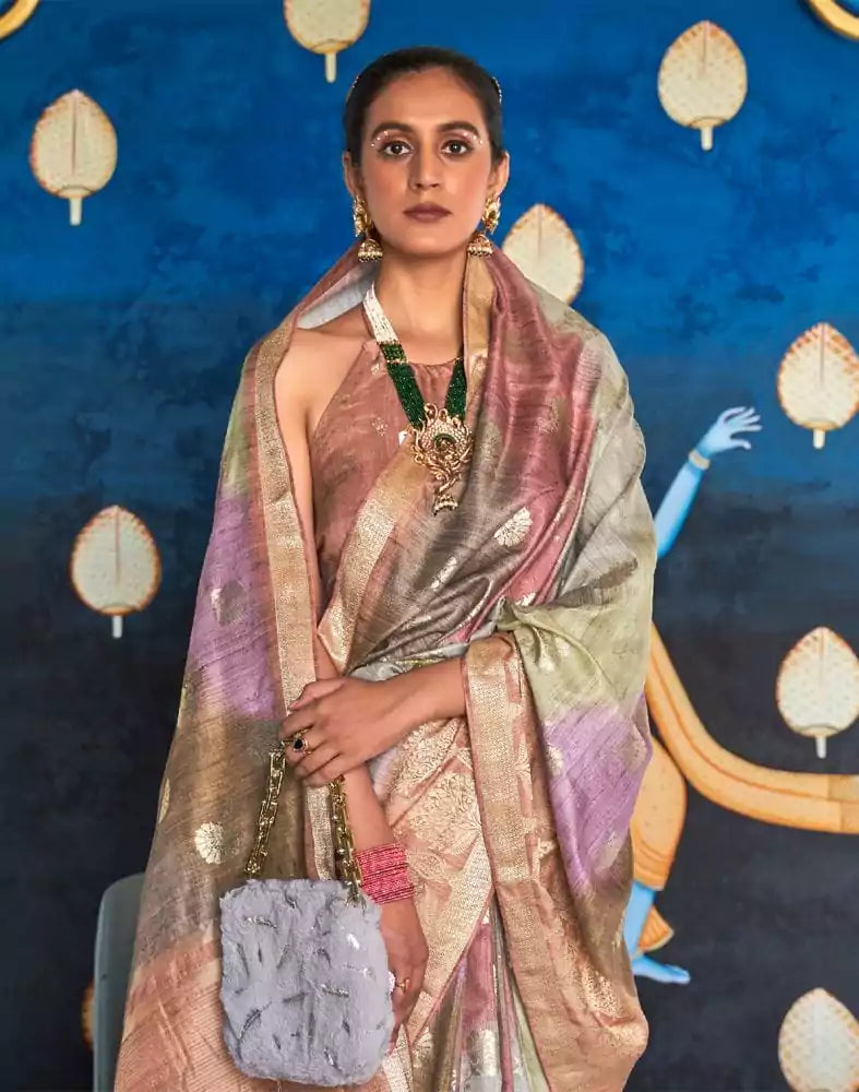 Image of Multi Color Floral Print Banaras Silk Patola Saree