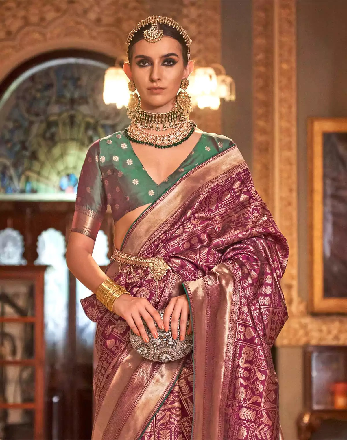 Image of Light Purple Banaras Silk Saree