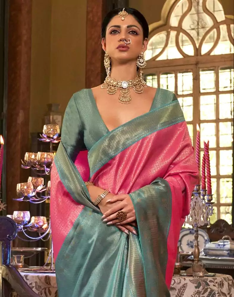 Image of Dazzling Magenta Coloured Soft Silk Saree