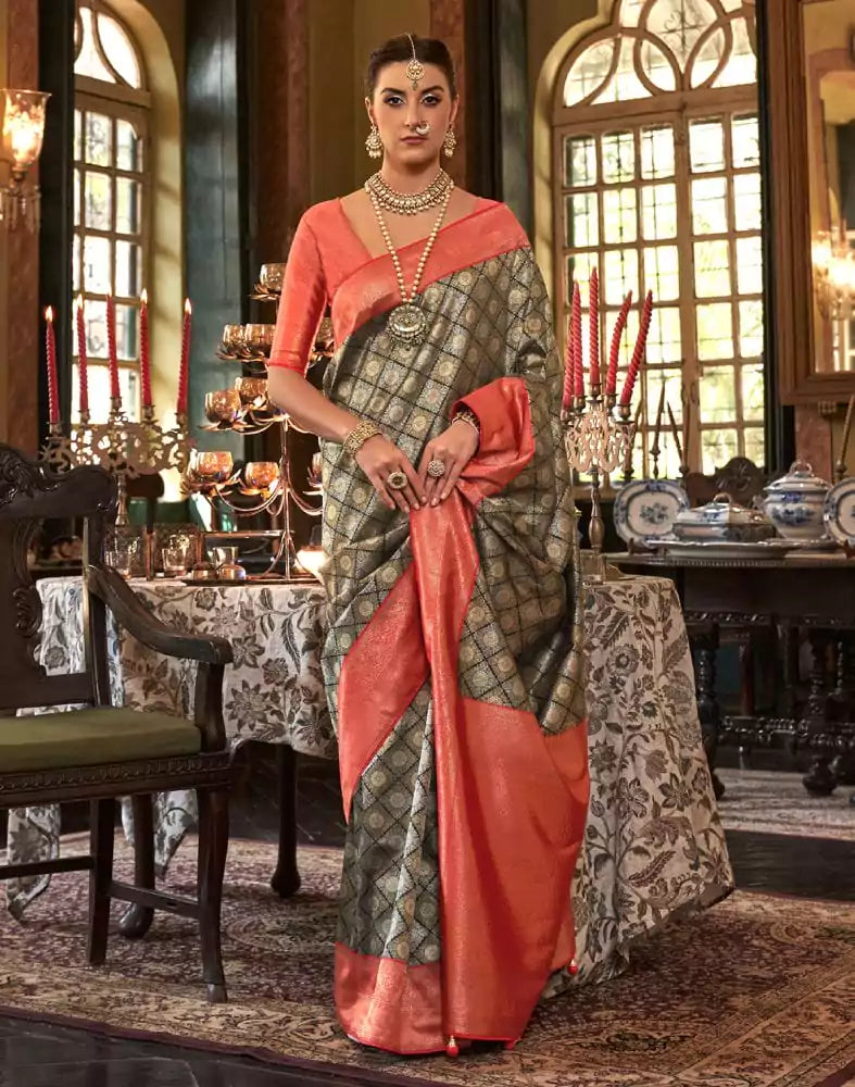 Image of Entrancing Soft Silk Black Coloured Saree