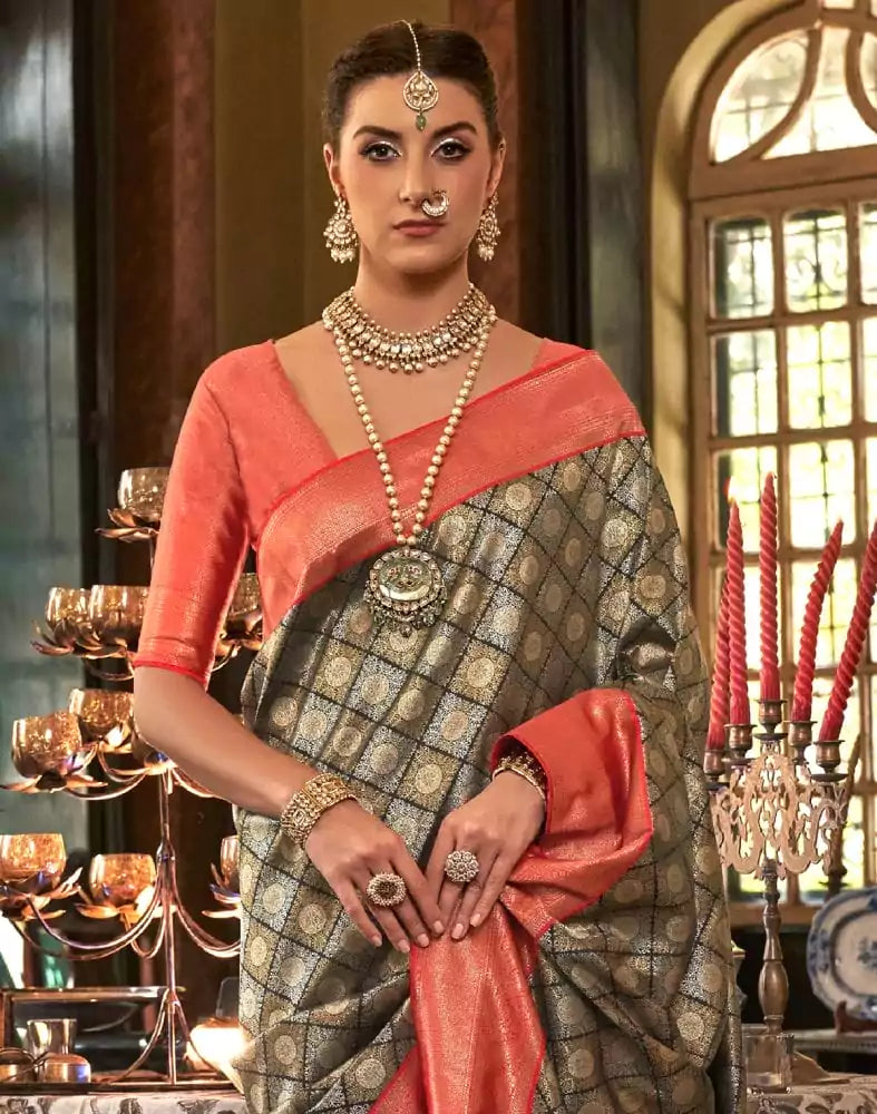 Image of Entrancing Soft Silk Black Coloured Saree