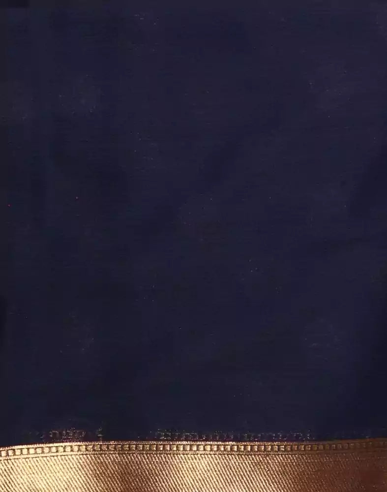 Image of Navy Blue Polka Dots Print Georgette Saree