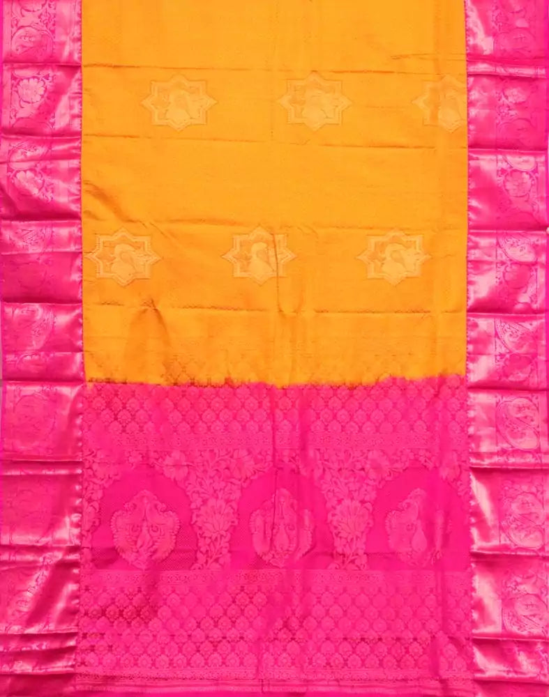 Image of Mustard Novelty Pattern Silk Saree