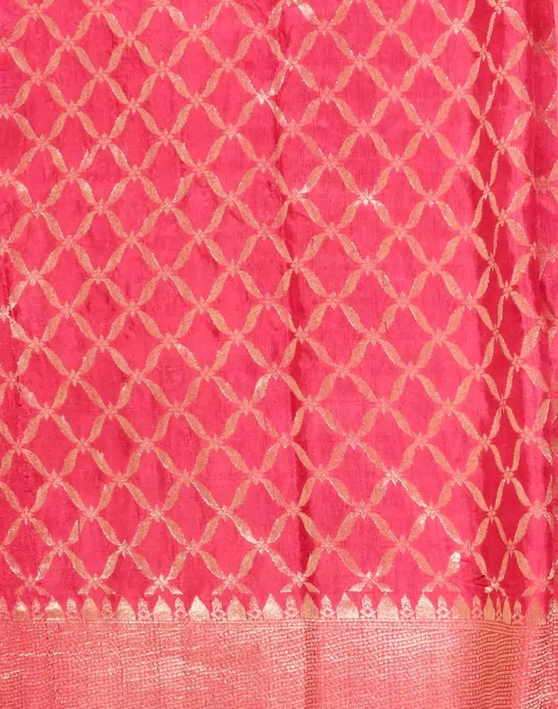 Image of Light Pink Floral Banaras Fancy Saree