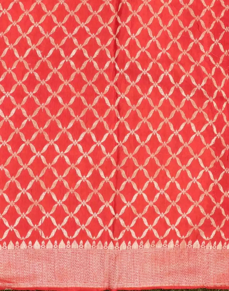 Image of Coral Floral  Banaras Fancy Saree