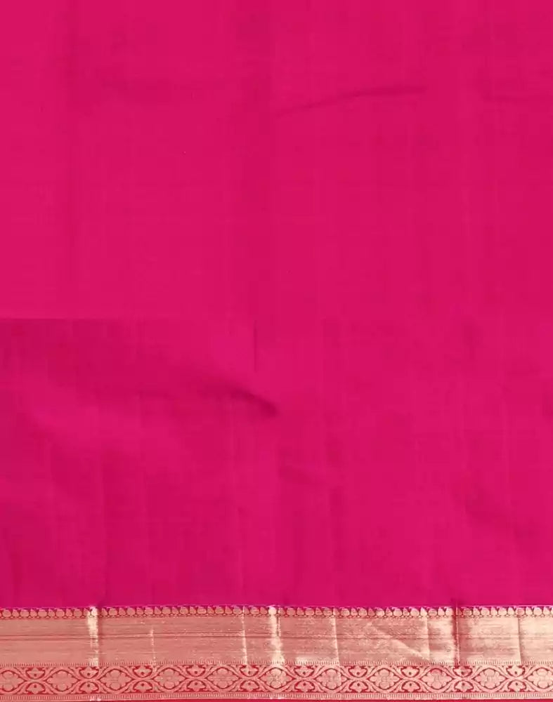 Image of Yellow Coloured Striped Pure Kanchi Pattu Saree