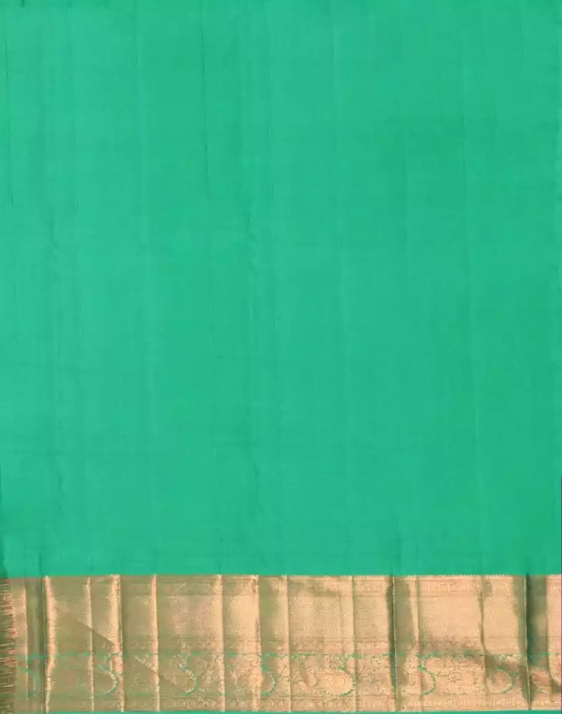 Image of Sea Green Floral Pattern Pure Kanchi Pattu Saree