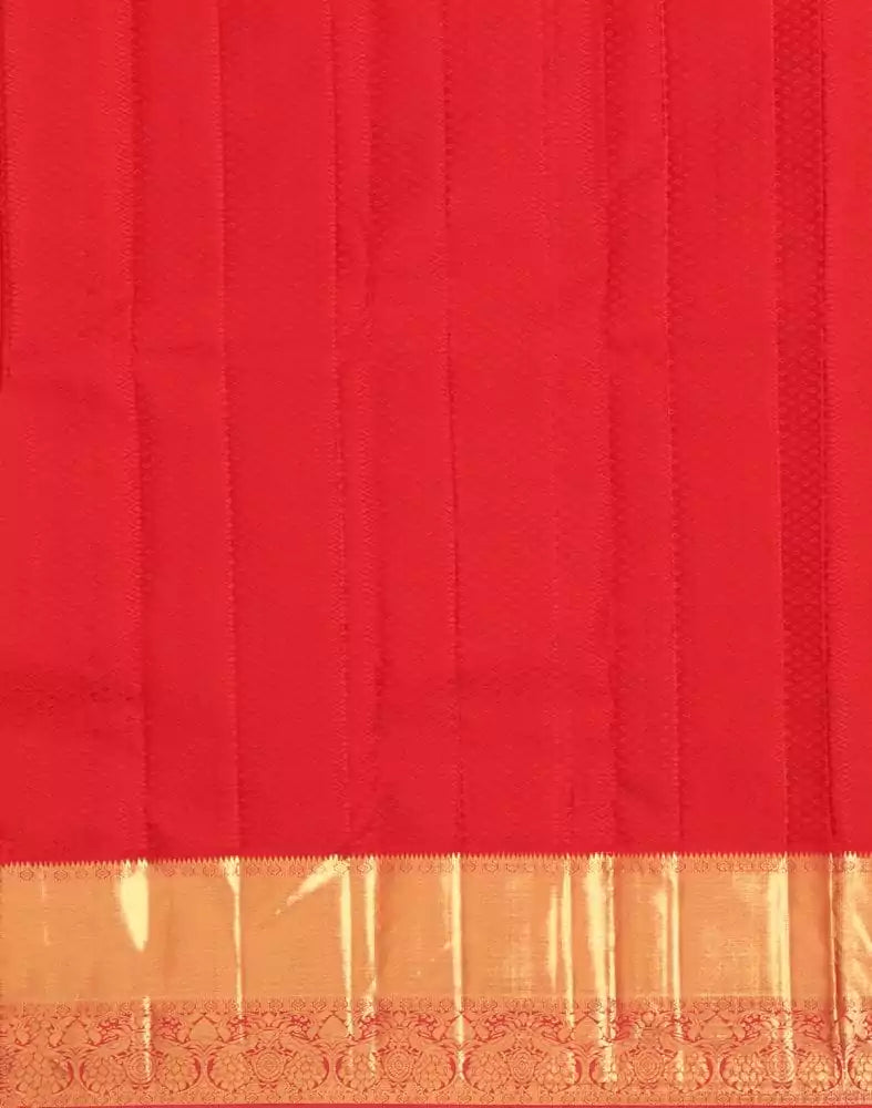 Image of Floral Pattern Green Coloured Pure Kanchi Pattu Saree