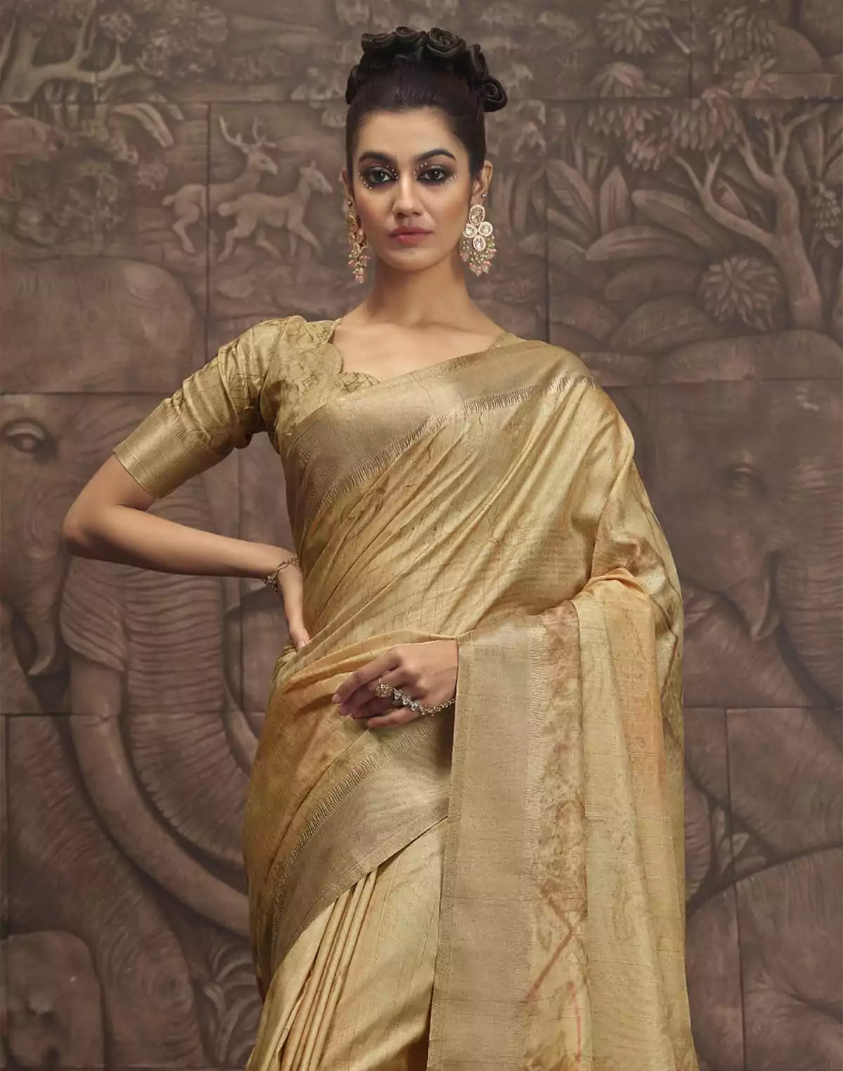 Image of Light Mehendi Green Malai Silk Saree