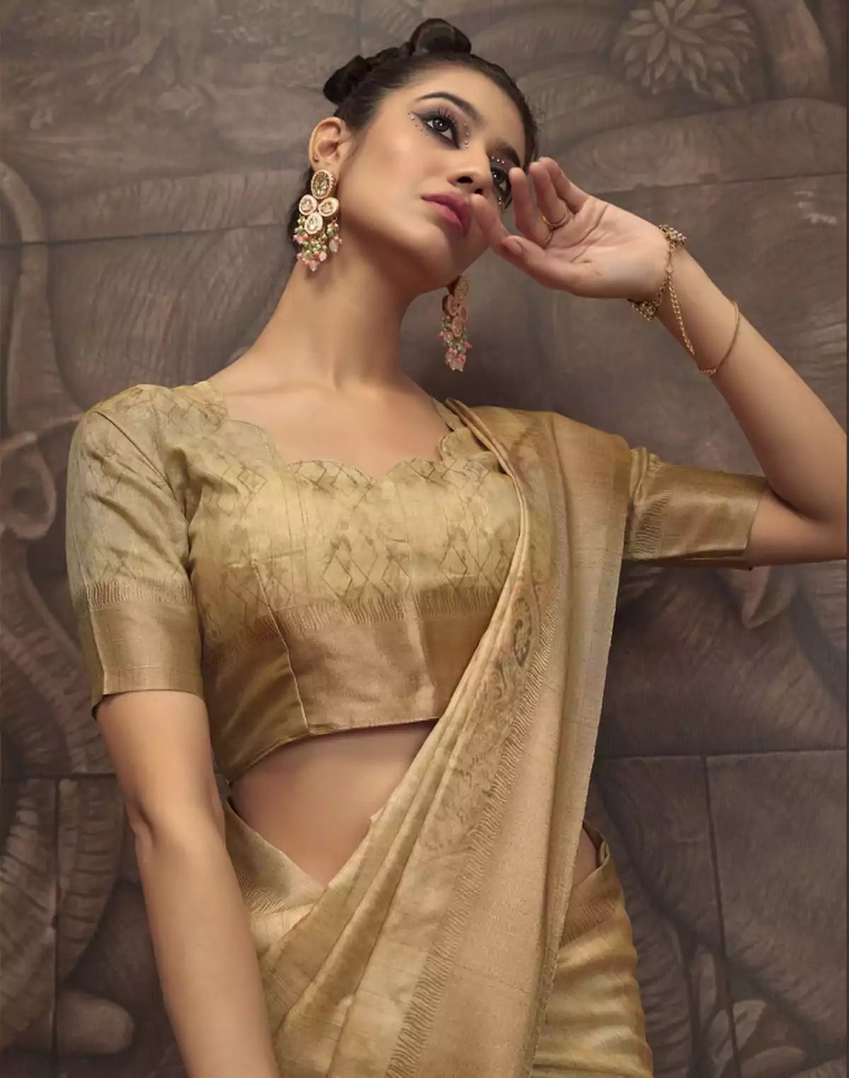 Image of Light Mehendi Green Malai Silk Saree