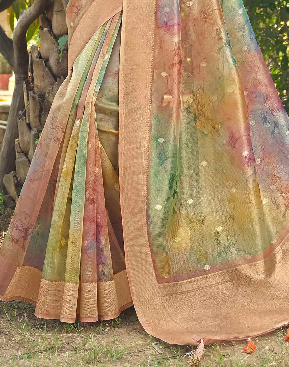 Image of Stylish Multi Color Organza Designer Saree