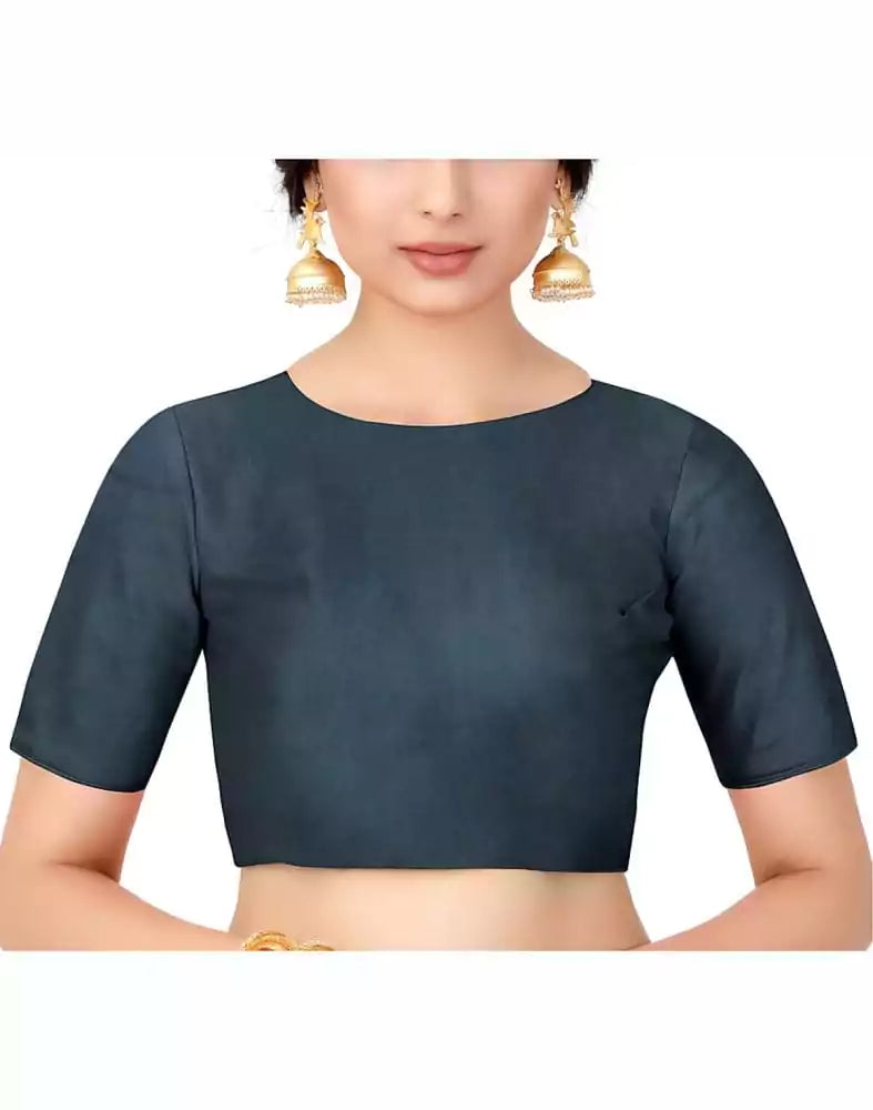 Image of Cream Plain Satin Saree