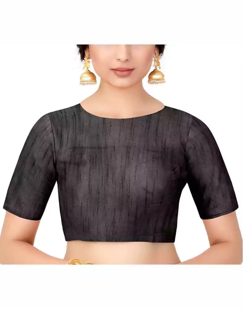 Image of Red Plain Stones work Crape Saree