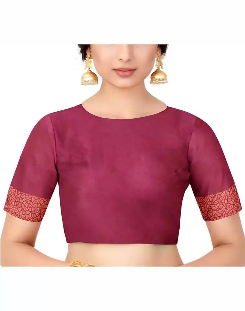 Image of Maroon Floral Butta Banaras Fancy Saree