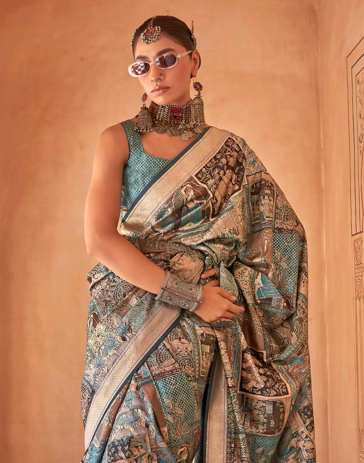 Image of Designer Blue Soft Silk Saree