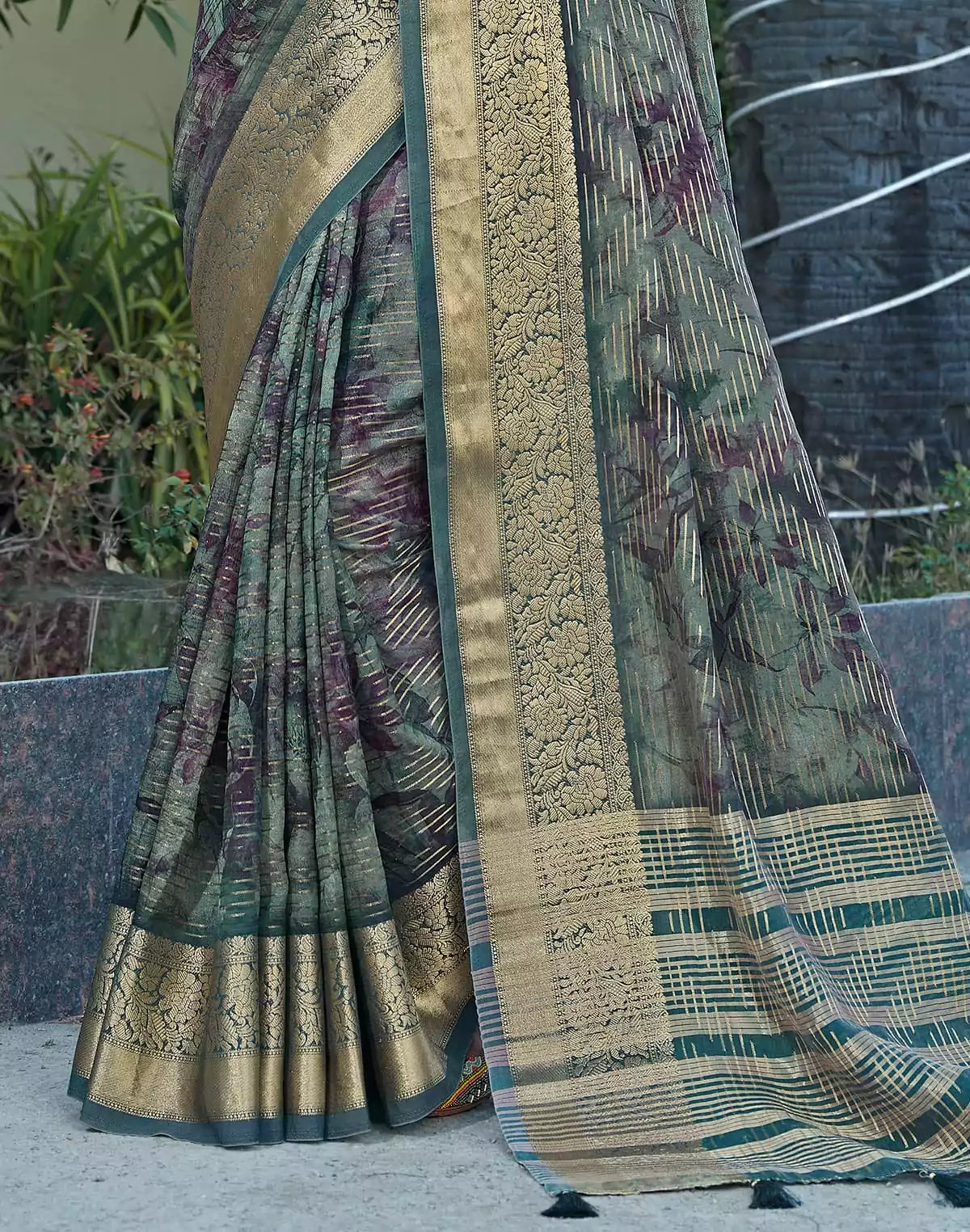 Image of Green Soft Dola Silk Saree