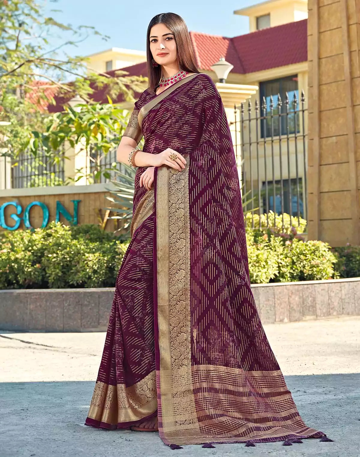 Image of Fancy Dola Silk Maroon Coloured Saree
