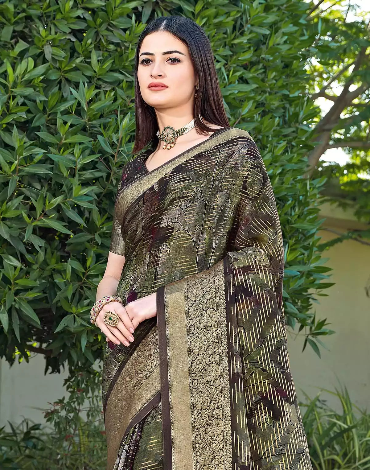 Image of Mehendi Green Dola Silk Saree