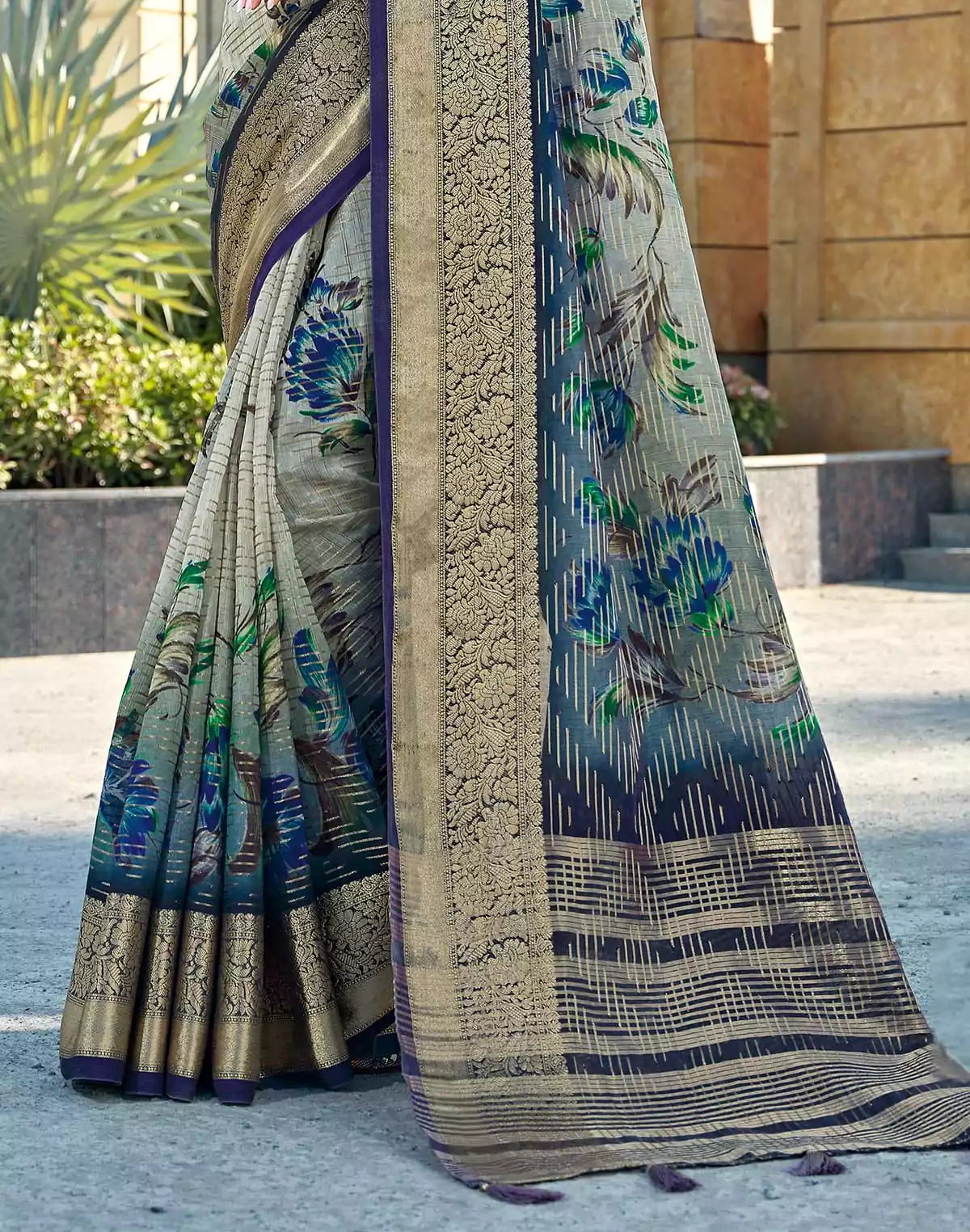 Image of Light Green Dola Silk Designer Saree