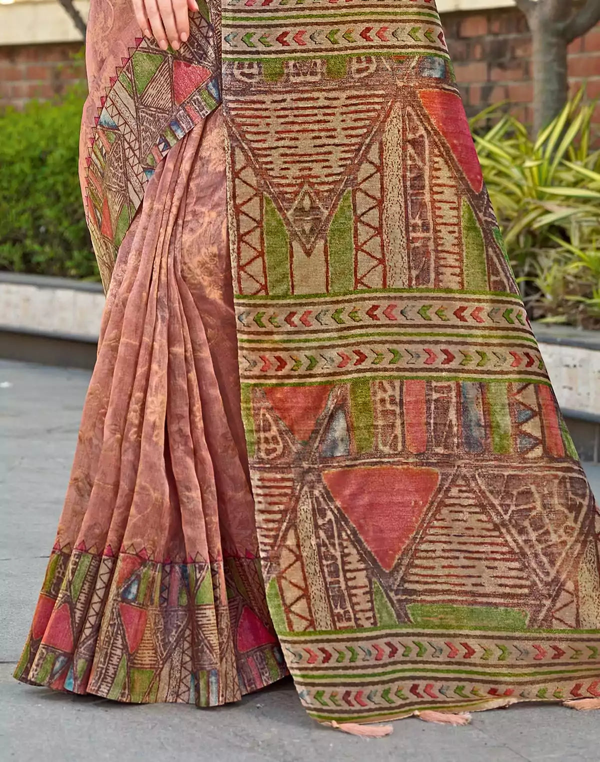 Image of Peach Zari Woven Tissue Saree
