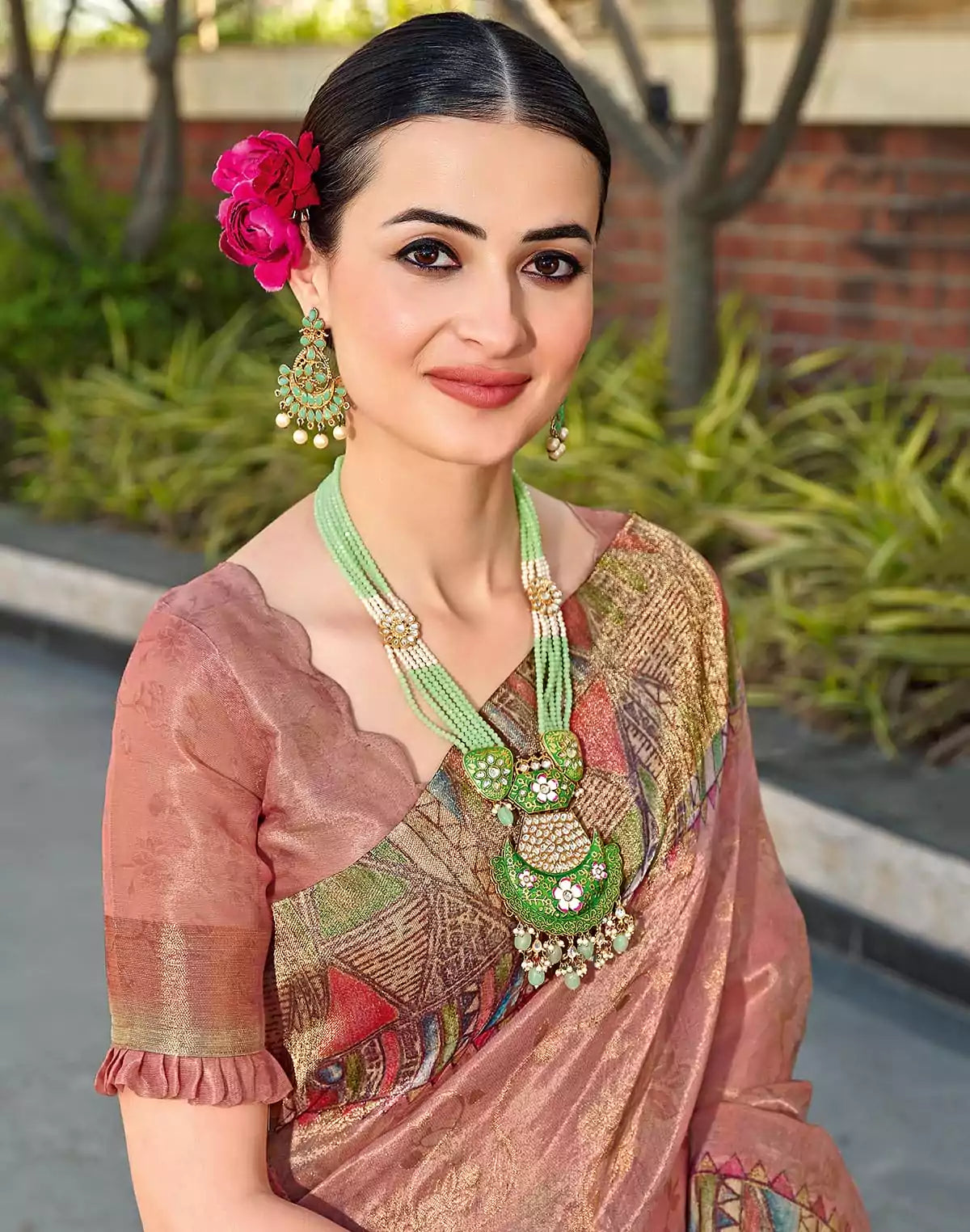 Image of Peach Zari Woven Tissue Saree