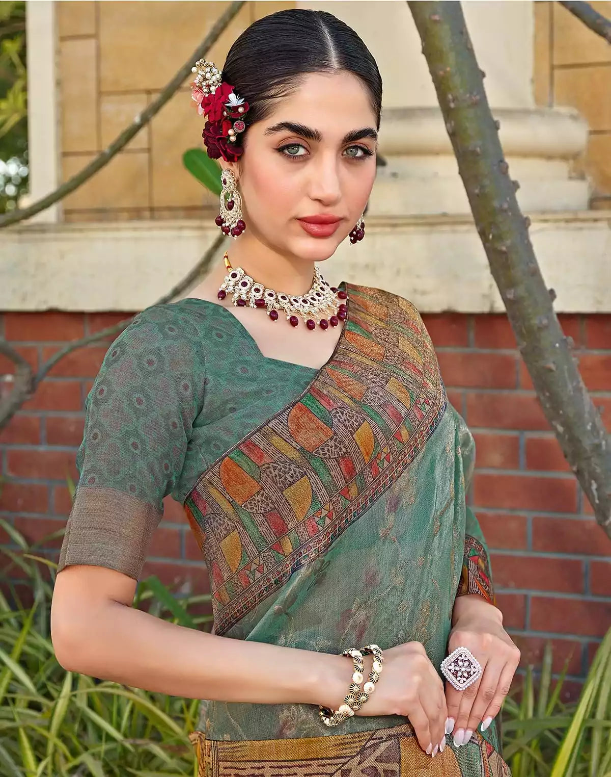 Image of Elegant Digital Print Tissue Saree