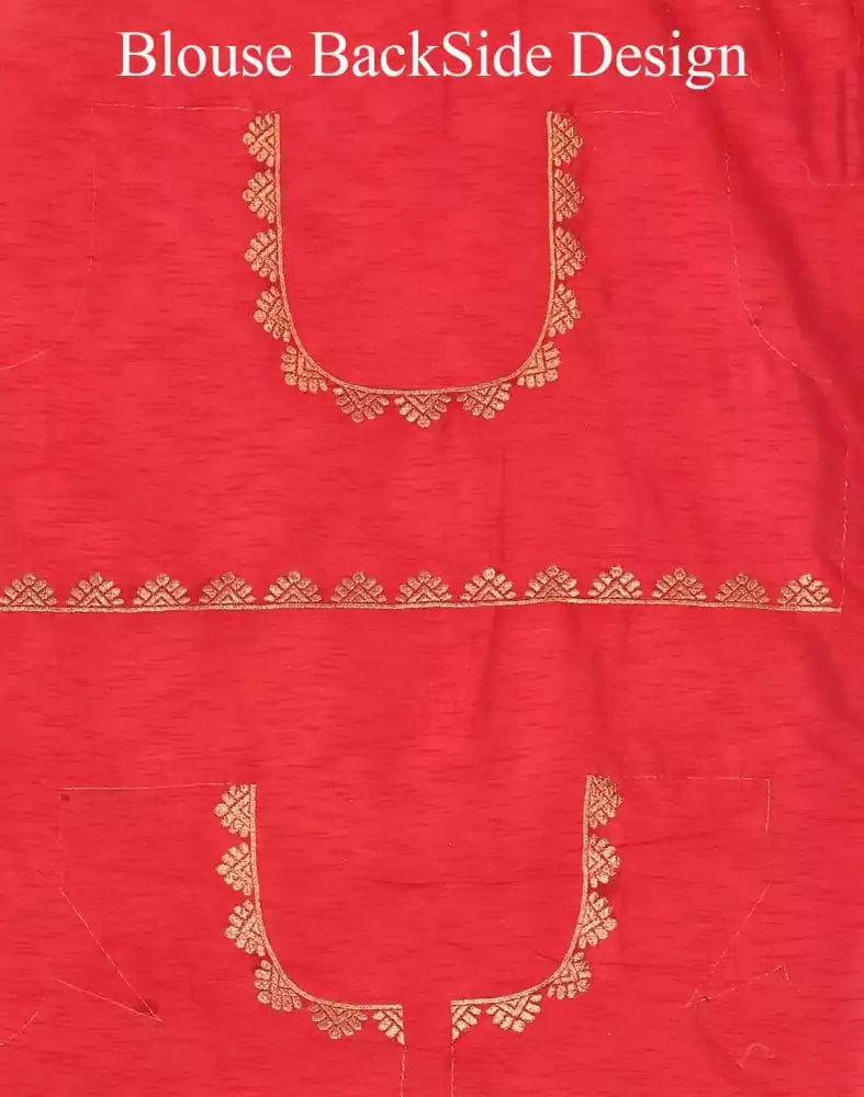 Image of Red Coloured Plain Crape Saree