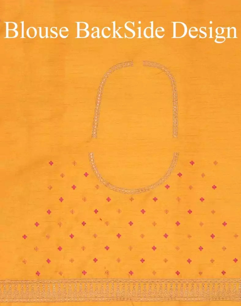 Image of Dark Green Butta Raw Silk Saree