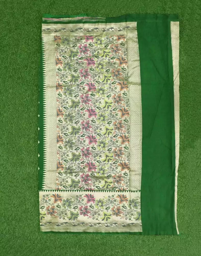 Image of Green Weave Semi Georgette Saree