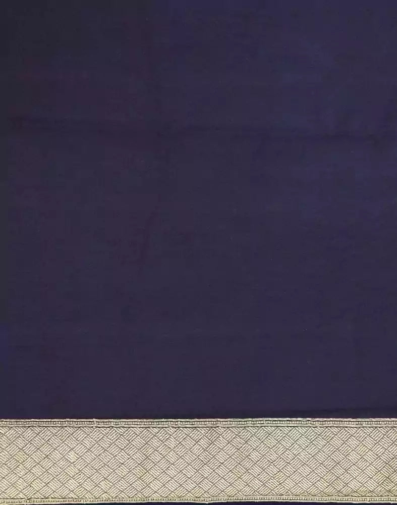 Image of Navy Blue Coloured Weave Semi Georgette Saree