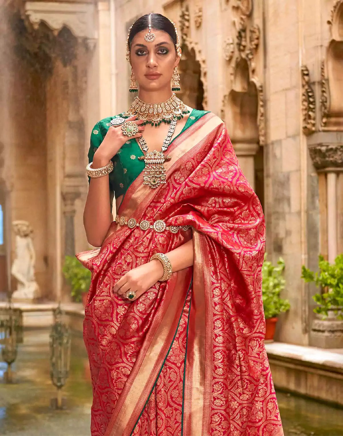 Image of Red Banaras Patola Silk Saree