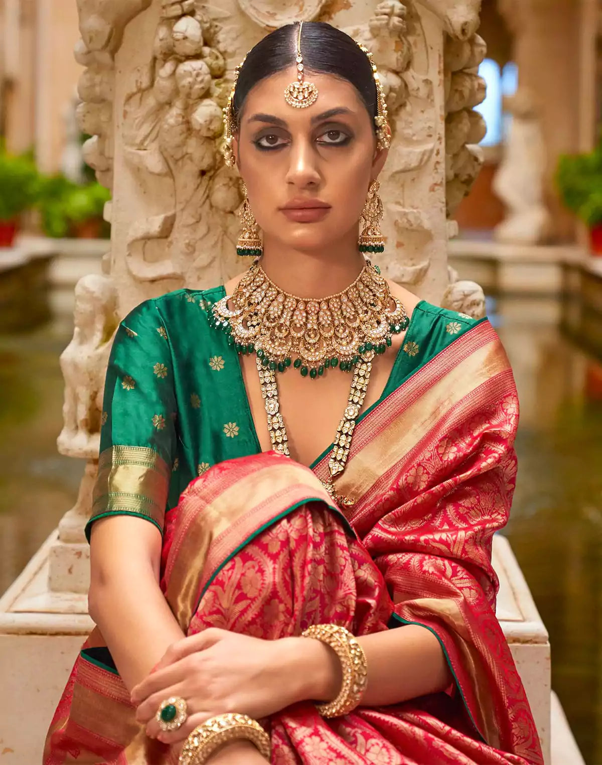 Image of Red Banaras Patola Silk Saree