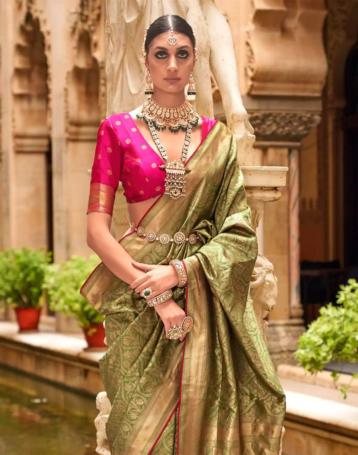 Image of Mehendi Green Banaras Patola Silk Saree