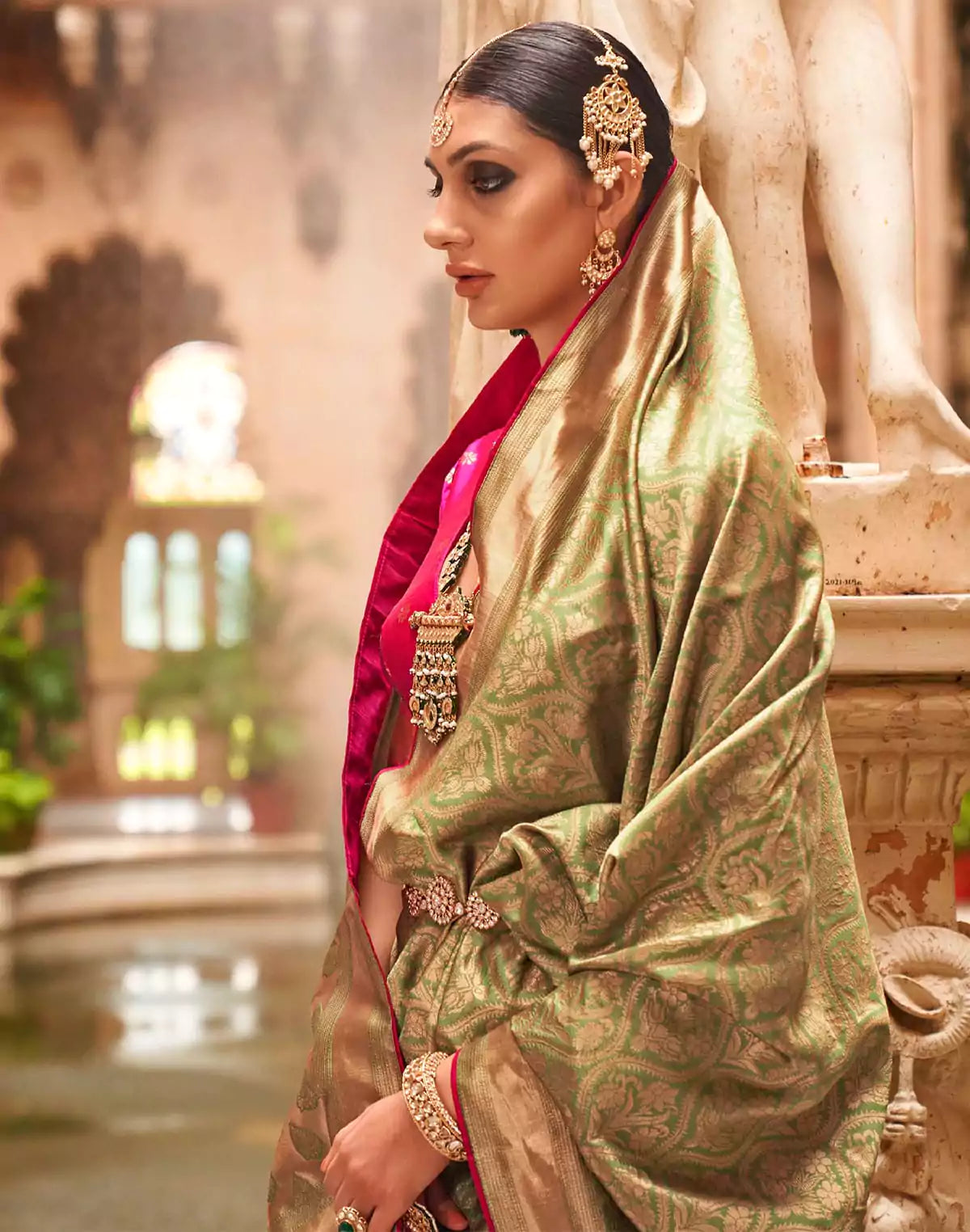 Image of Mehendi Green Banaras Patola Silk Saree