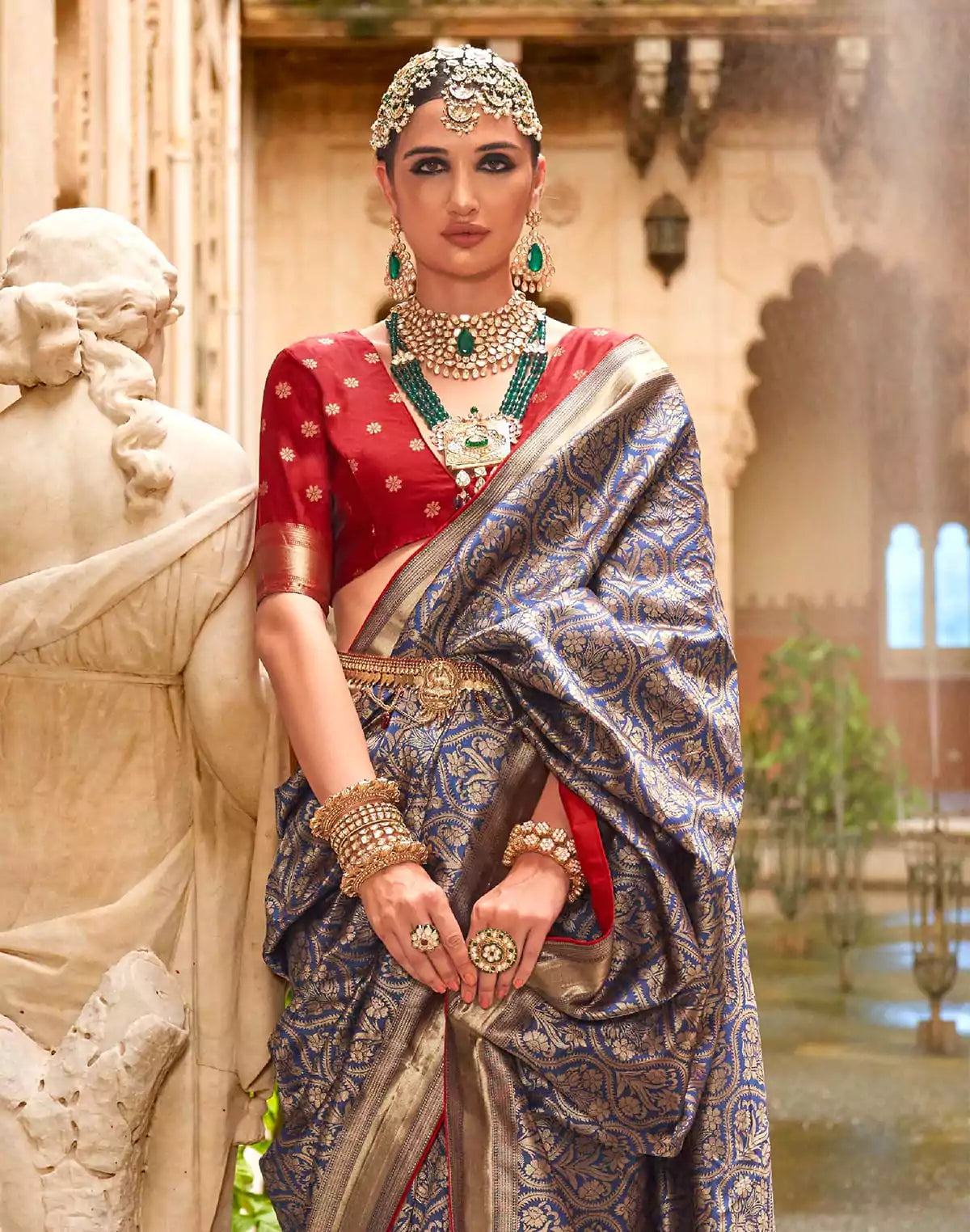 Image of Navy Blue Banaras Patola Silk Fancy Saree