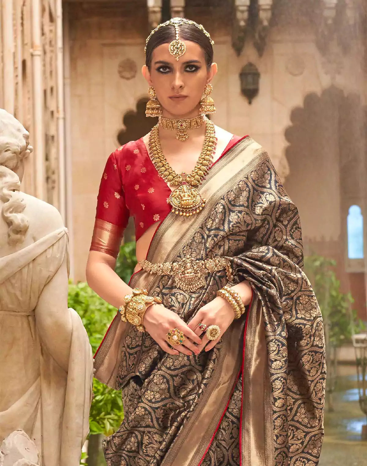 Image of Black Banaras Patola Silk Fancy Saree