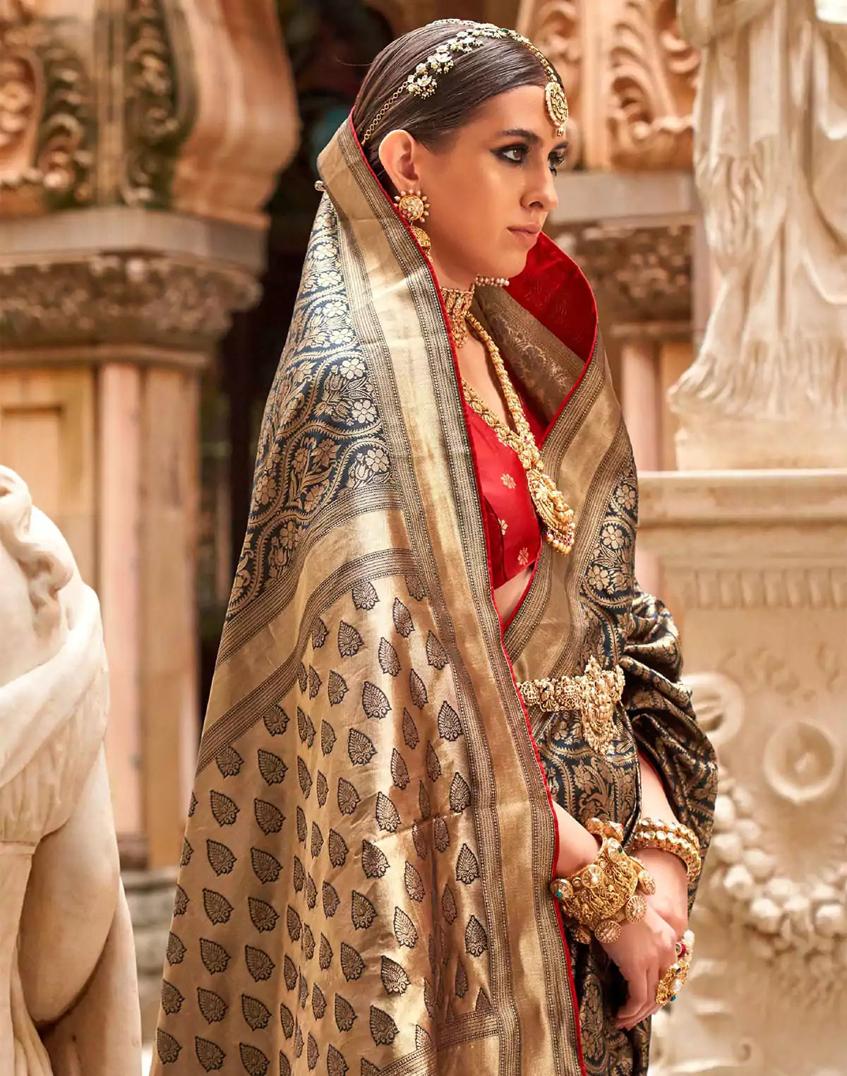 Image of Black Banaras Patola Silk Fancy Saree