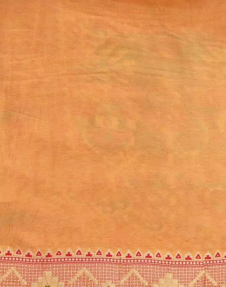Image of Orange Paisley Weave Chiniya Silk Saree