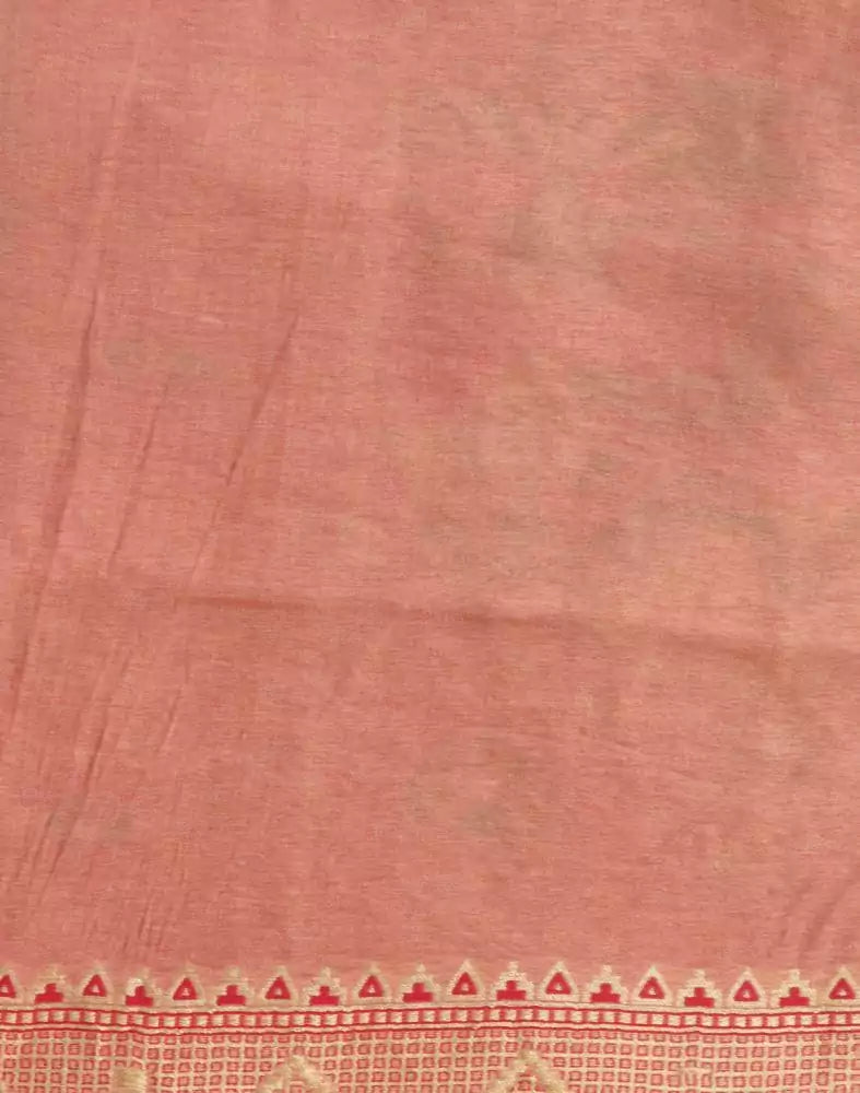 Image of Peach Paisley Weave Chiniya Silk Saree