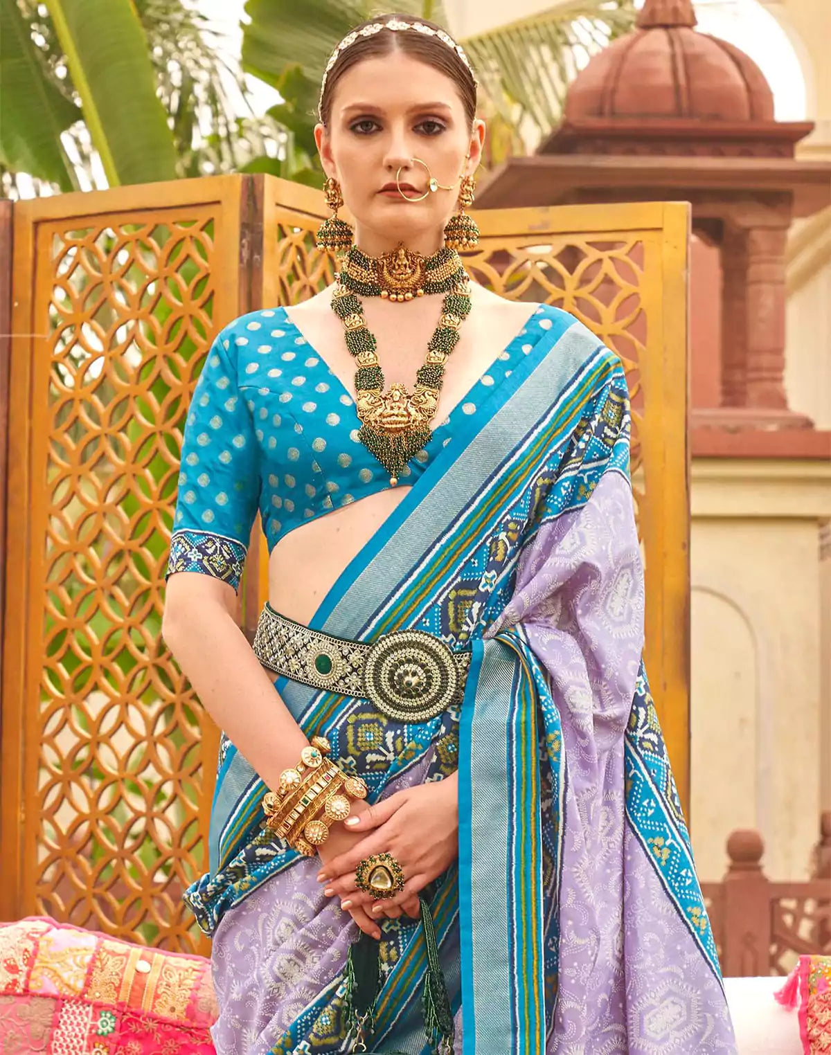 Image of Adorable Lavender Soft Patola Saree