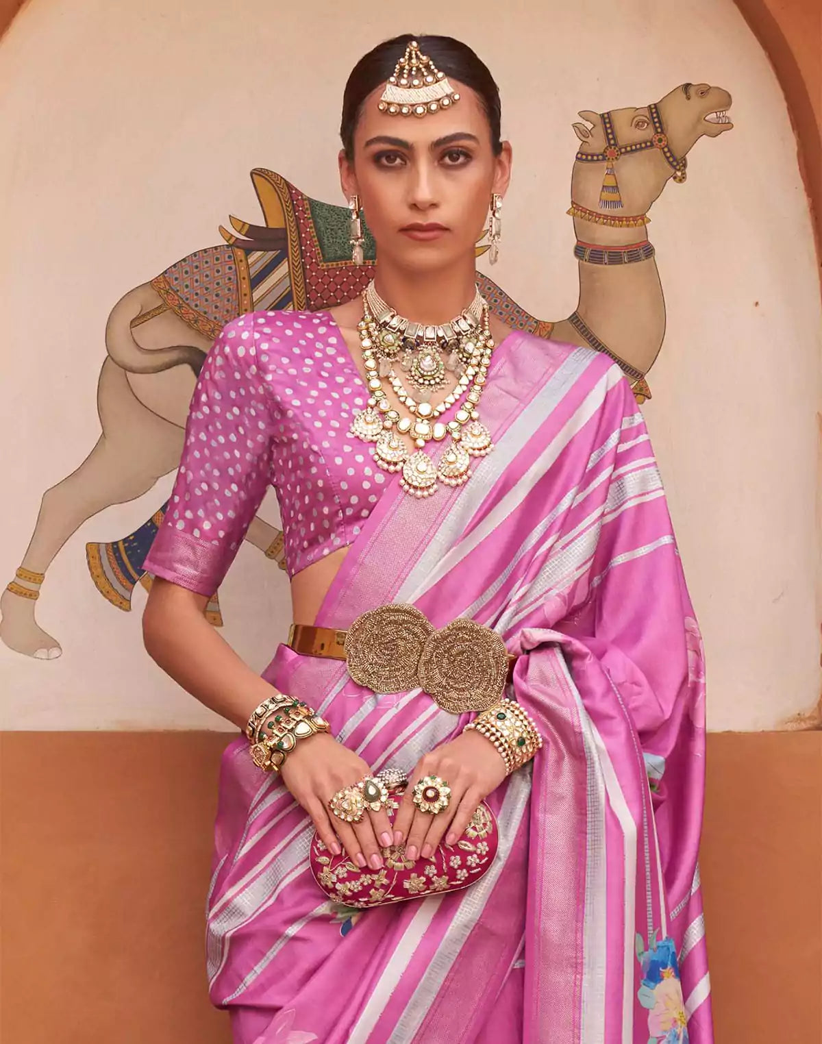 Image of Captivating Pink Color Soft Silk Saree